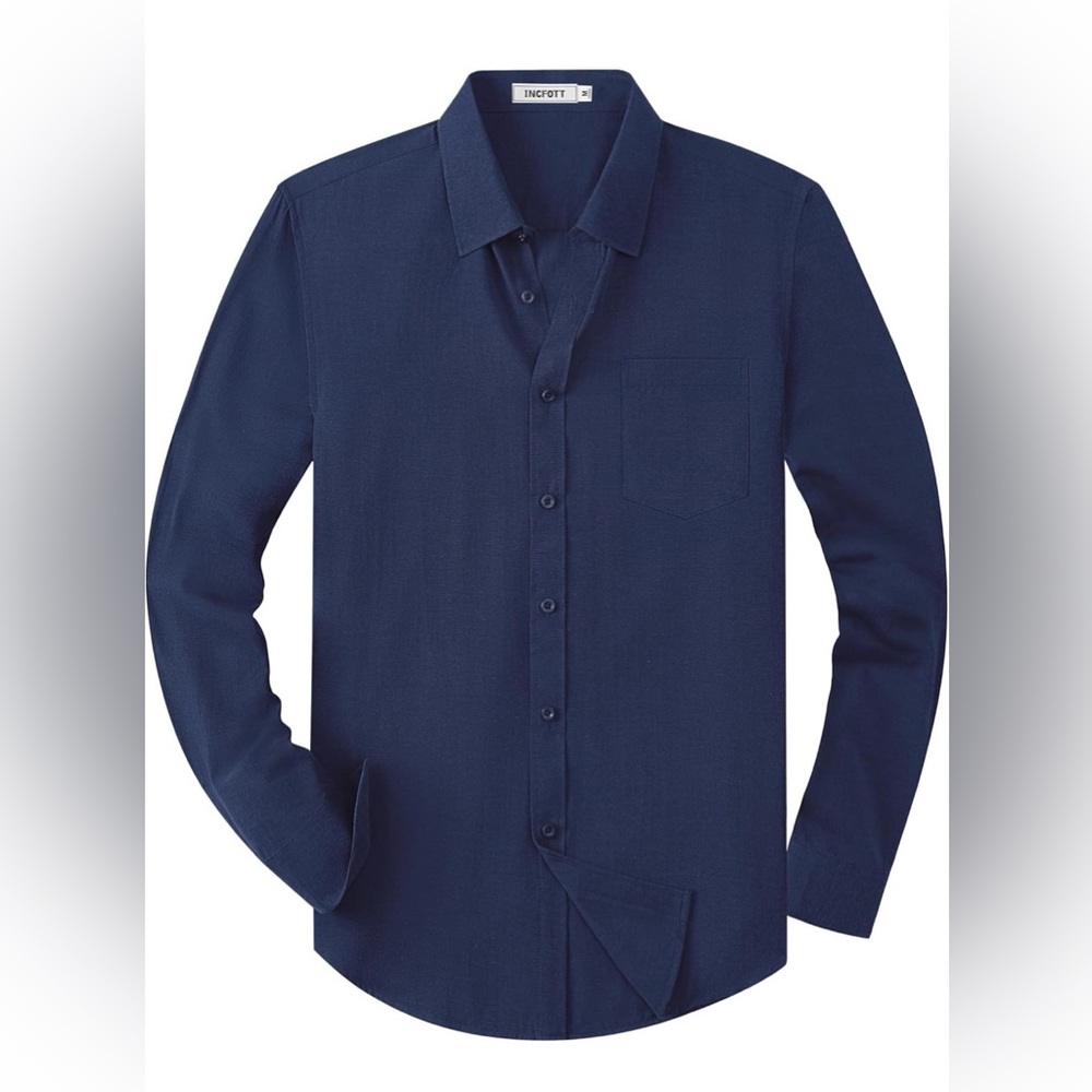 NEW Mens Button Down Oxford Shirt Untucked Cotton blend Long Sleeve Pocket S
